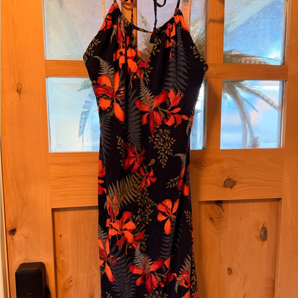 Tommy Bahama Navy Dress with Red Floral Print